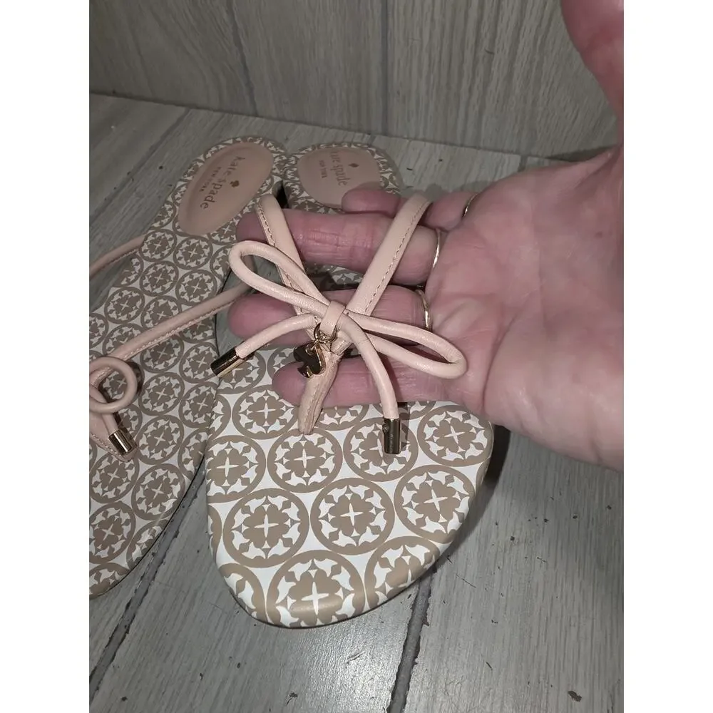 Kate Spade Mistic Leather Thong Sandals US 9M Pink Flip Flops New Summer Beachy